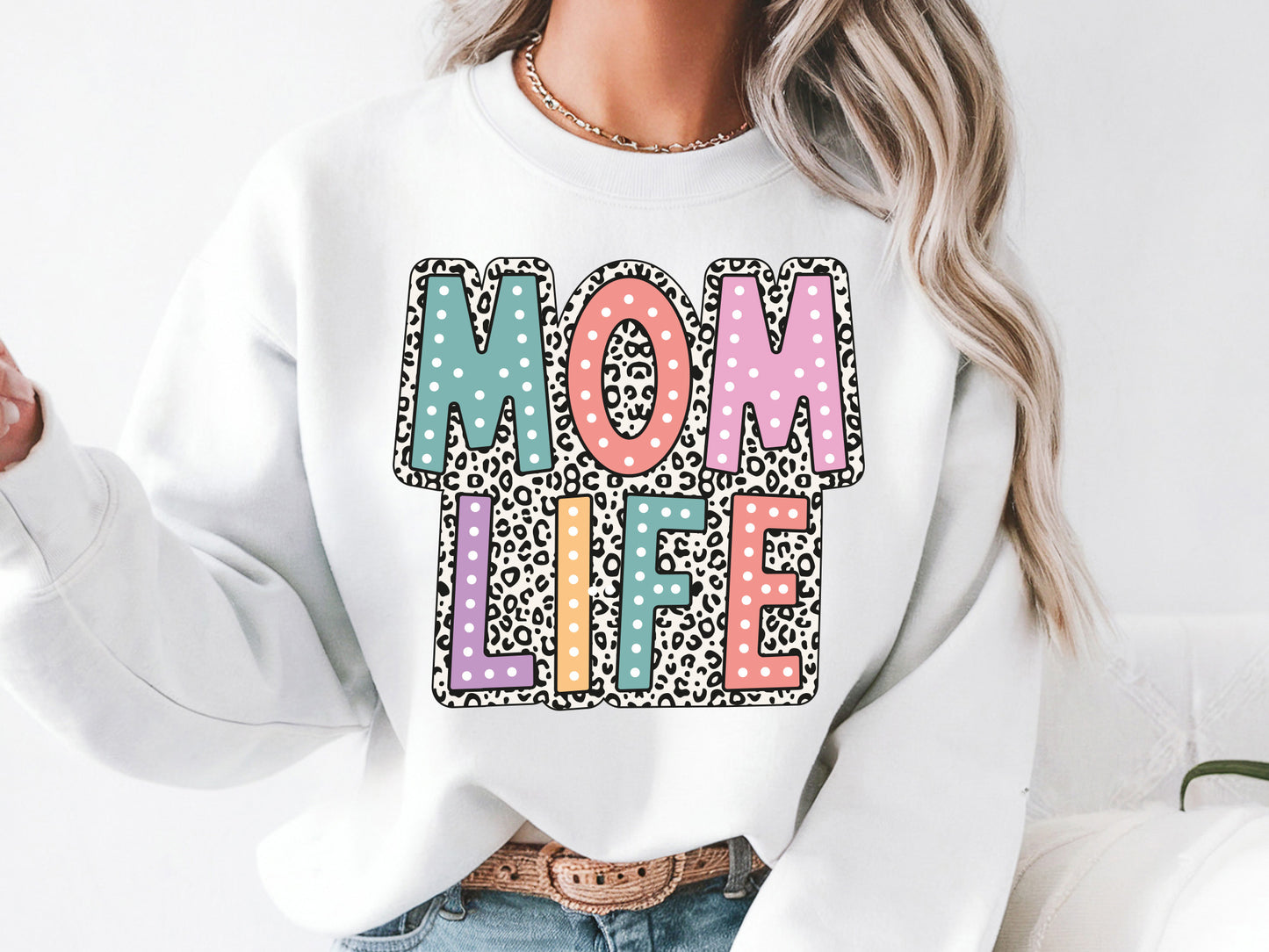 Leopard Mom Life Sublimation Design PNG
