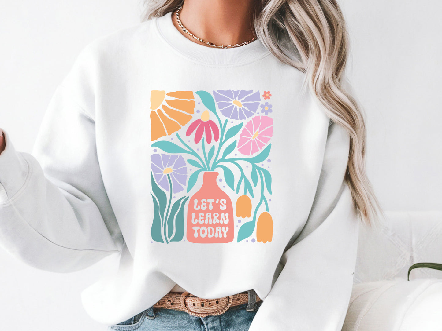 Let's Learn Today, Boho Floral Teacher Gift SVG