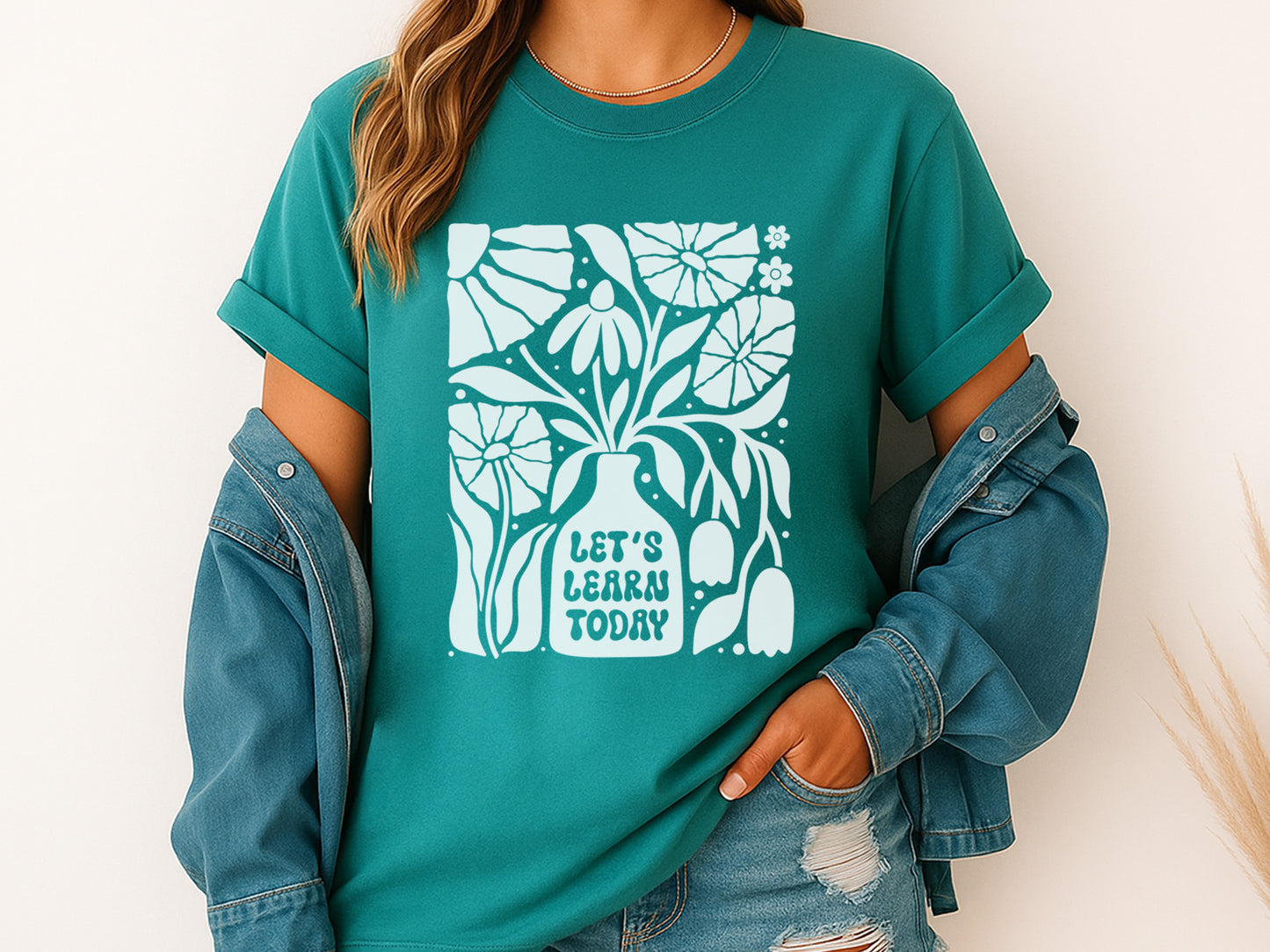 Let's Learn Today, Boho Floral Teacher Gift SVG