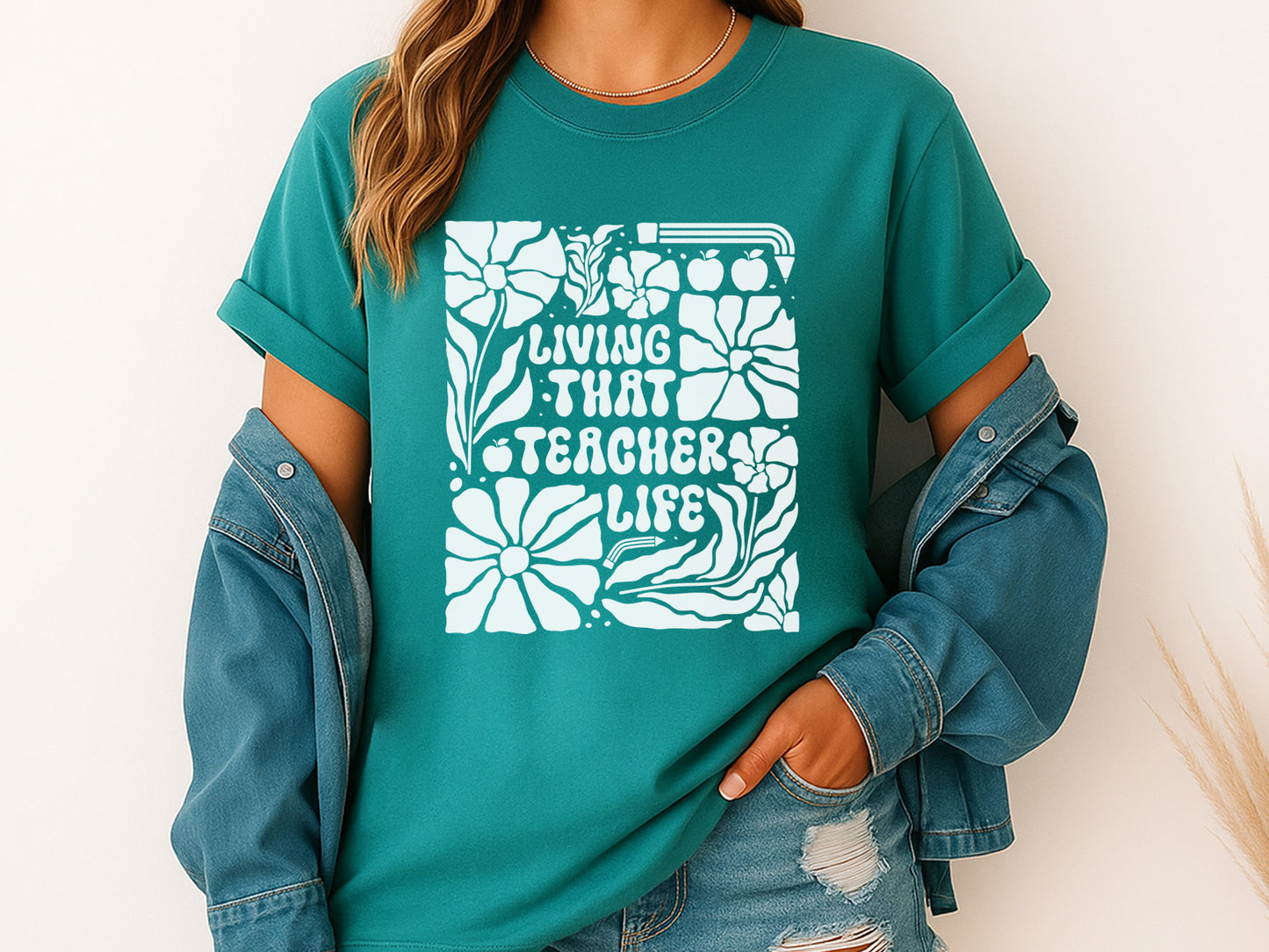Living That Teacher Life SVG Boho Floral