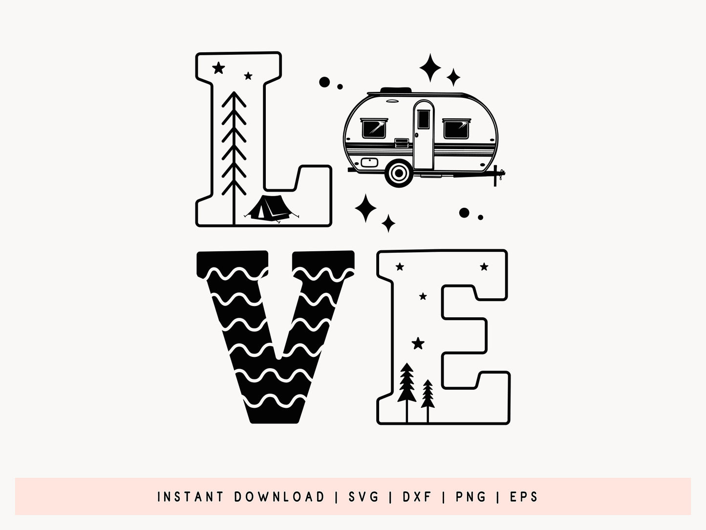 Love - Camping SVG, DXF, EPS, PNG Design