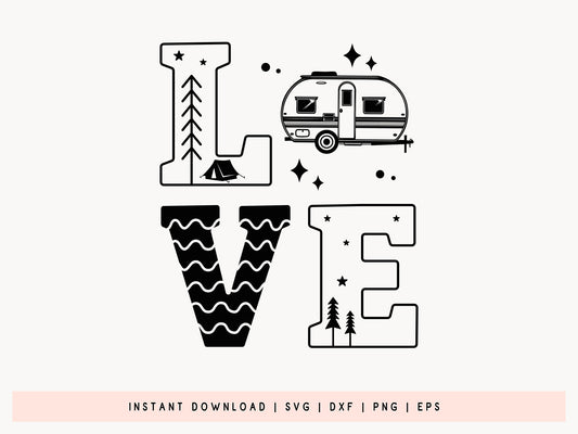 Love - Camping SVG, DXF, EPS, PNG Design