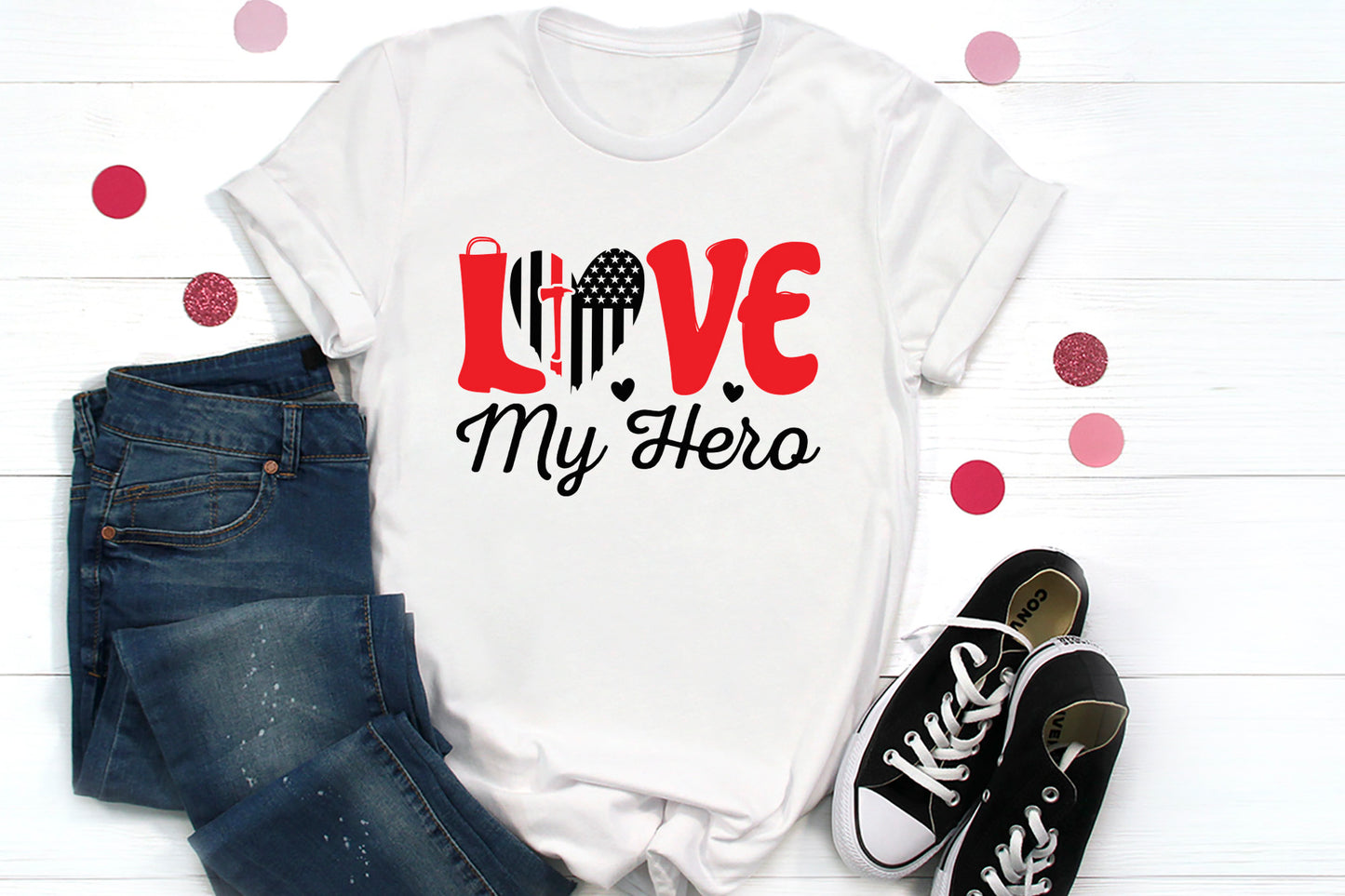 Love My Hero, Firefighter Cut File SVG