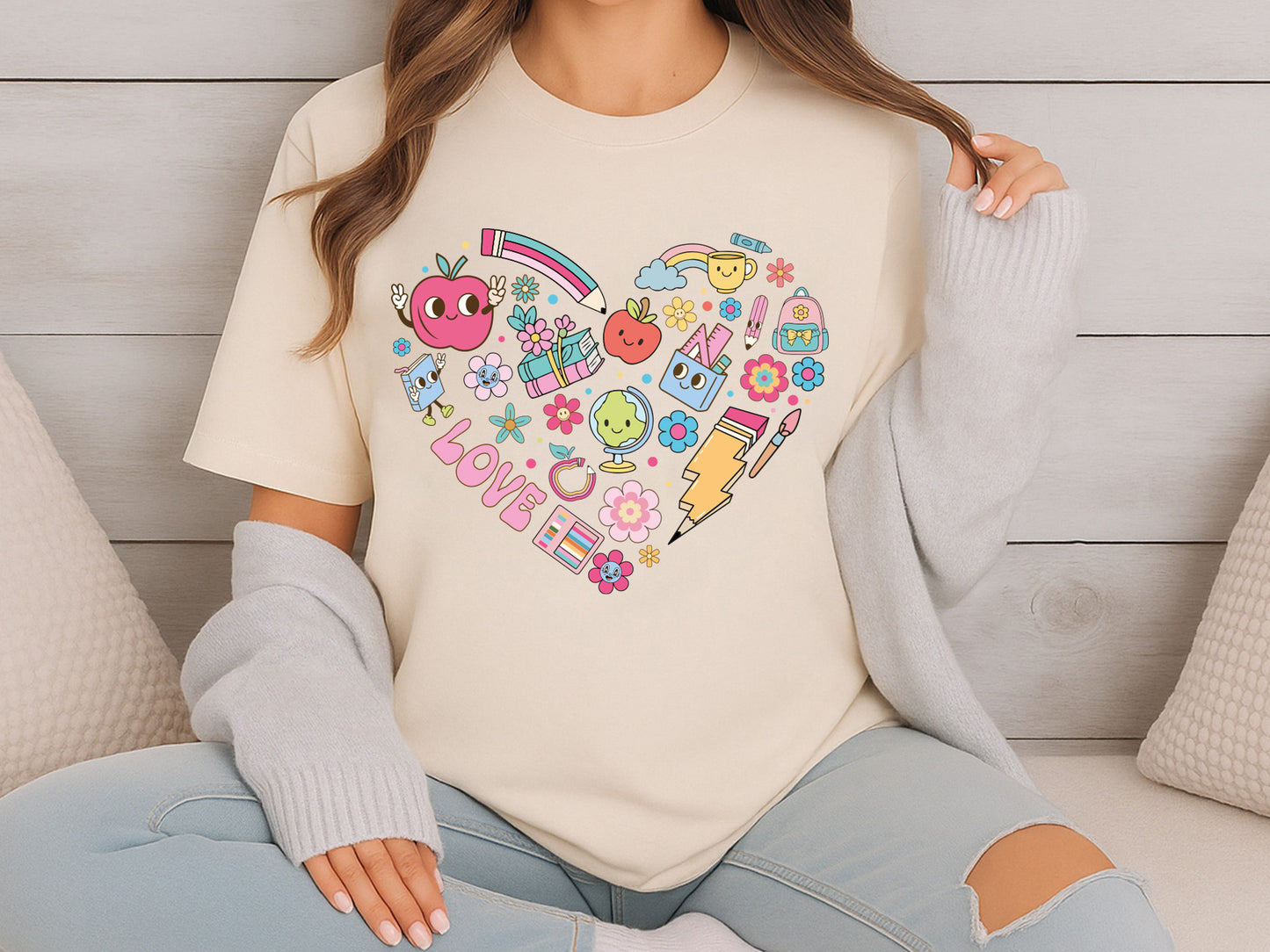 Love, Groovy Teacher PNG Sublimation Design
