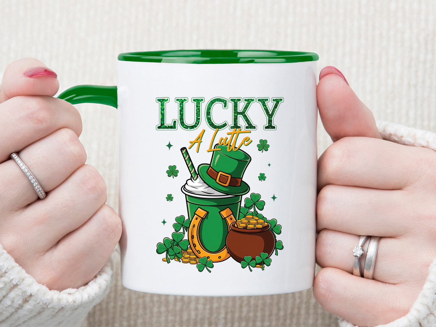 Lucky A Latte, St Patrick's Day Sublimation PNG