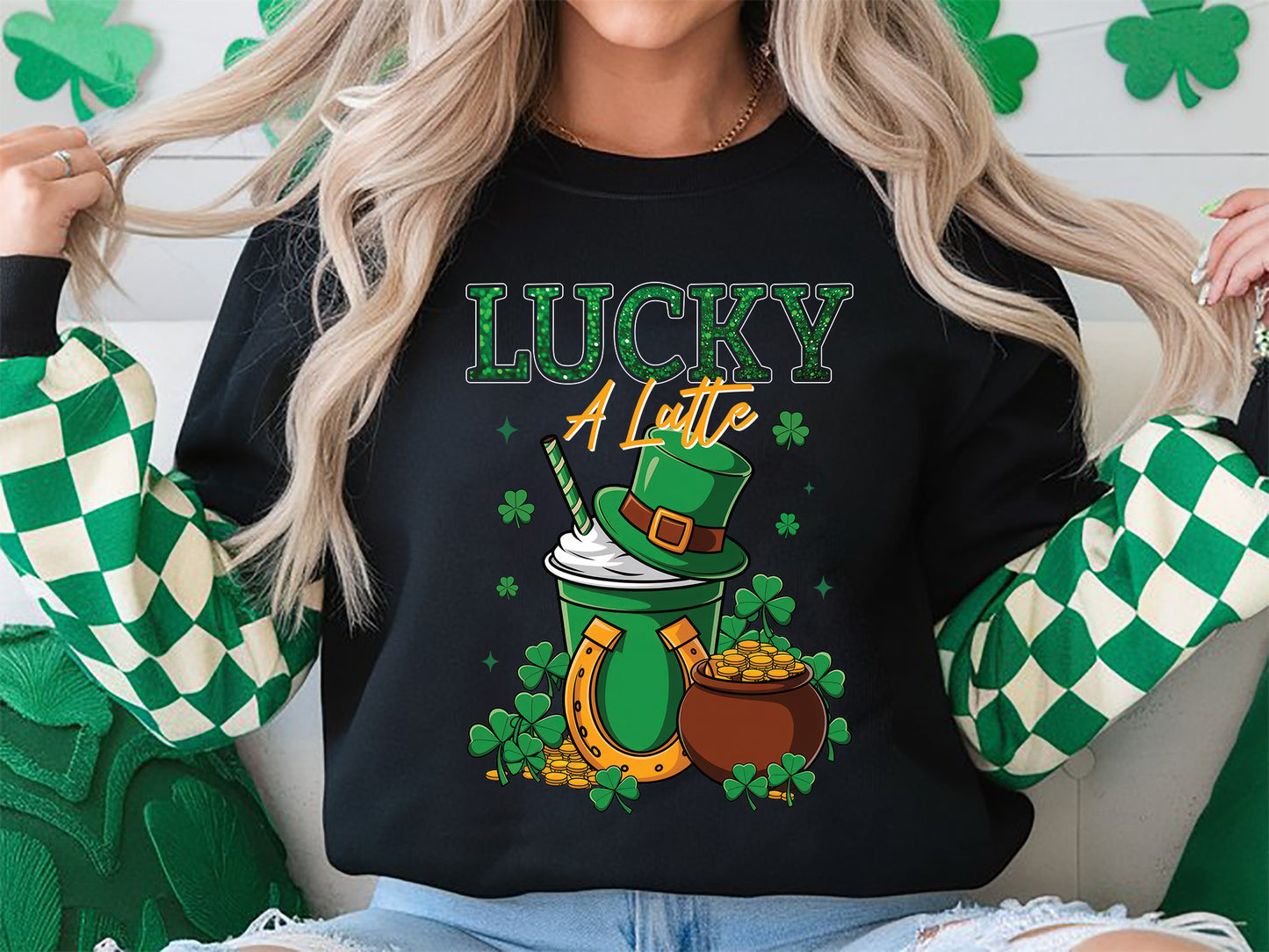 Lucky A Latte, St Patrick's Day Sublimation PNG