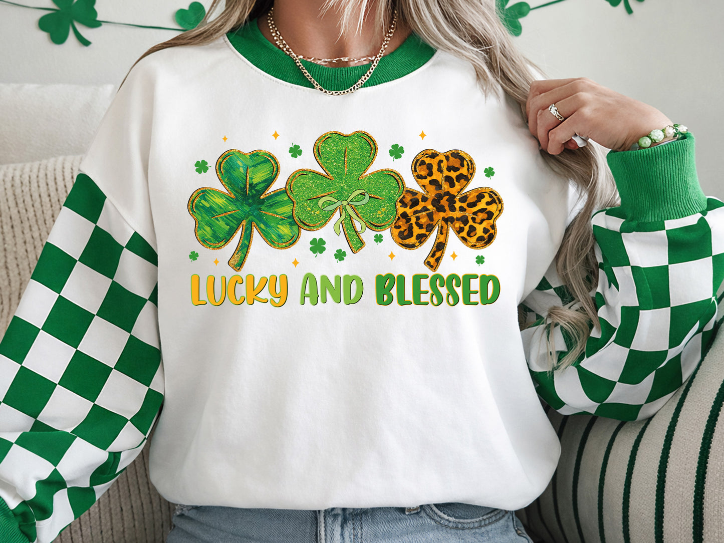 Lucky And Blessed, Preppy St Patrick's Day Sublimation