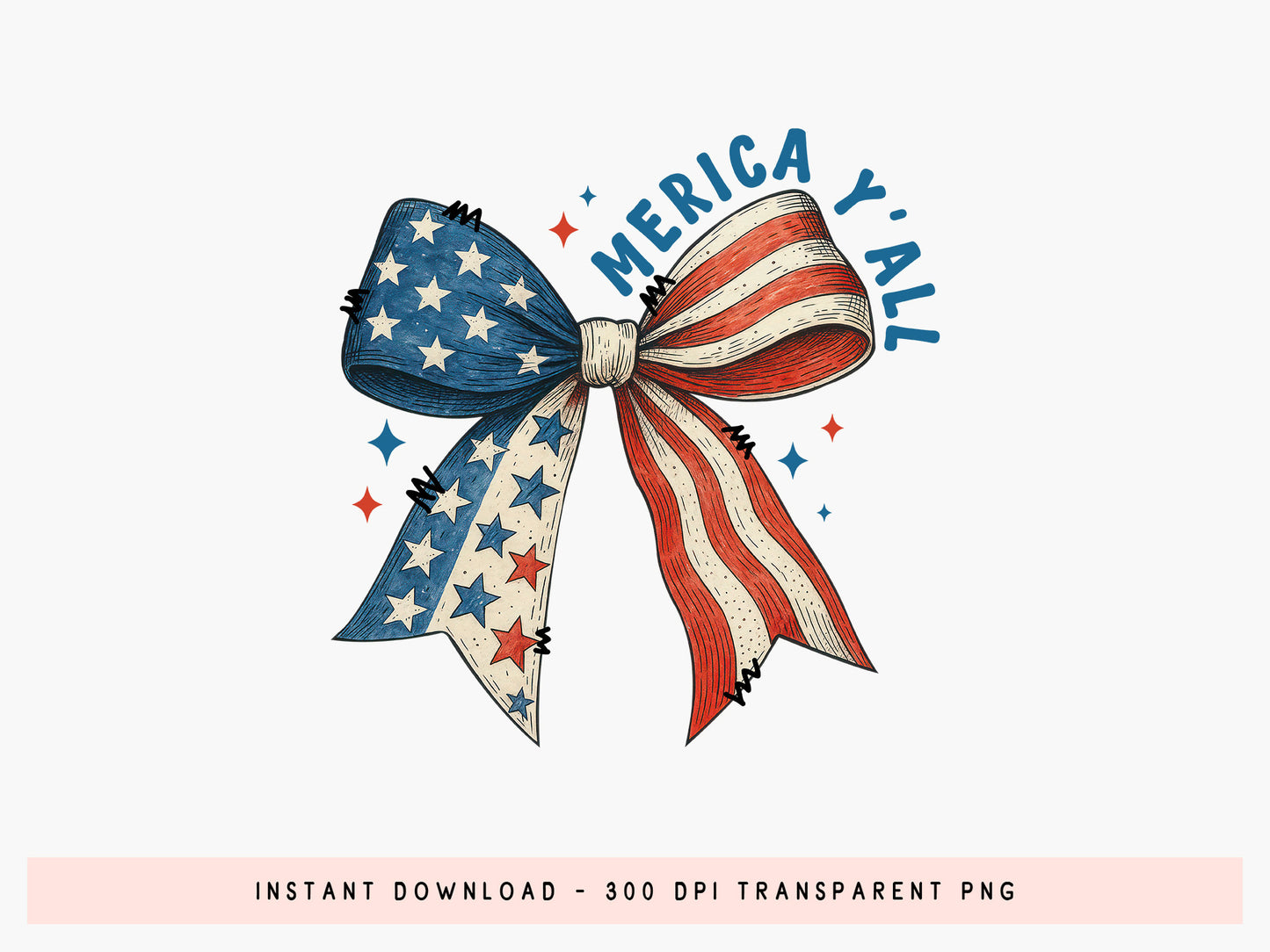 Merica Y'all, Coquette 4th of July Sublimation