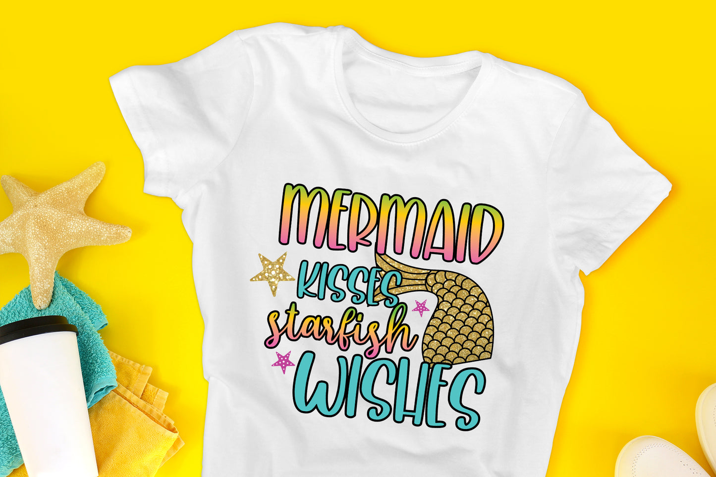 Mermaid Kisses Starfish Wishes, Cute Sublimation Sublimation