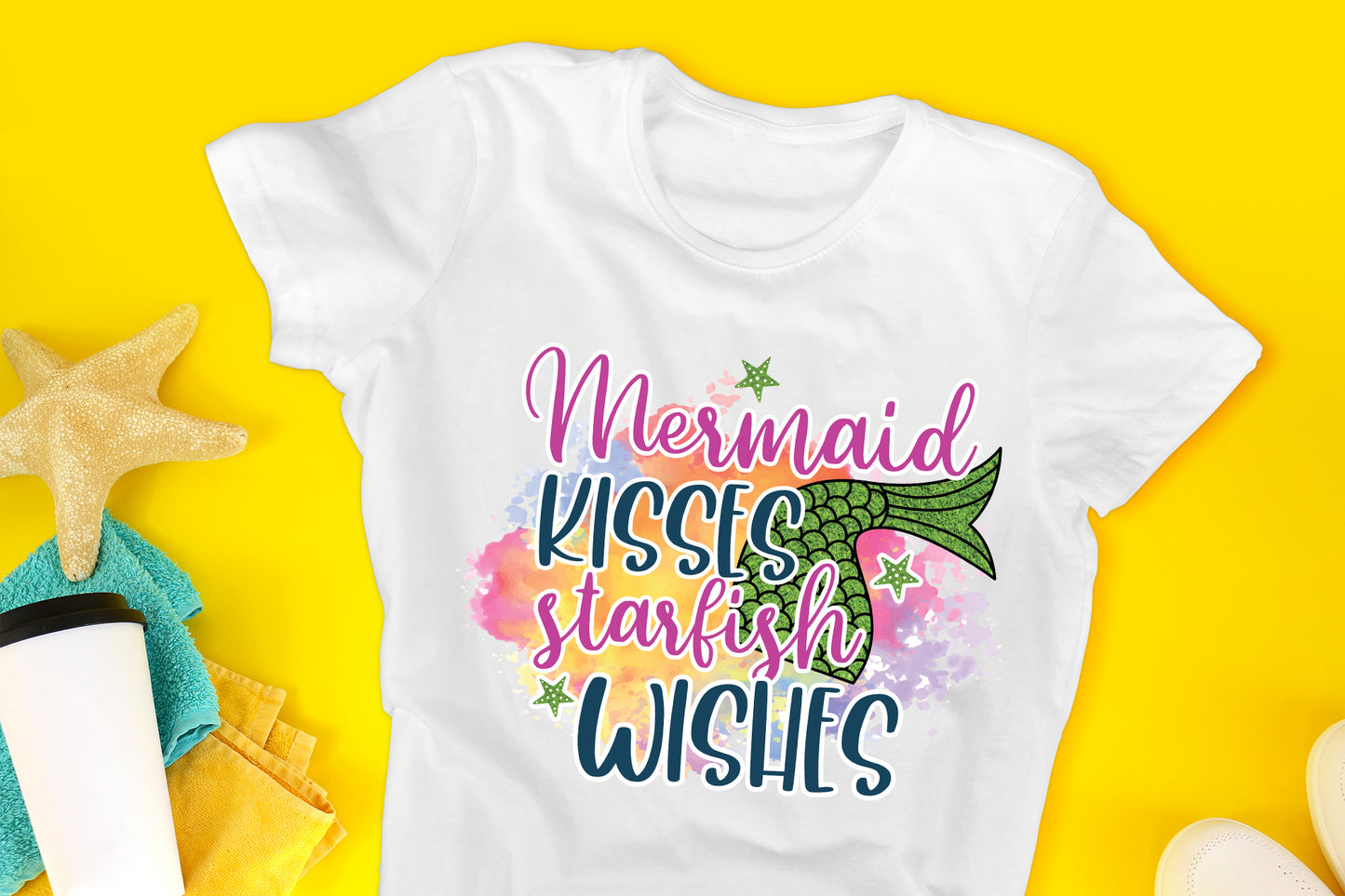 Mermaid Kisses Starfish Wishes, Summer PNG Sublimation