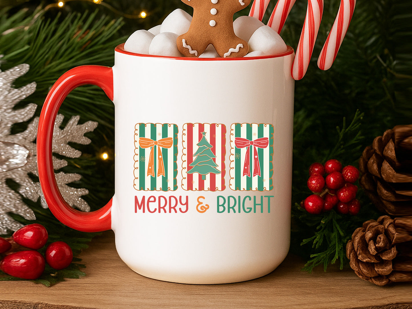 Merry & Bright, Coquette Christmas Sublimation PNG