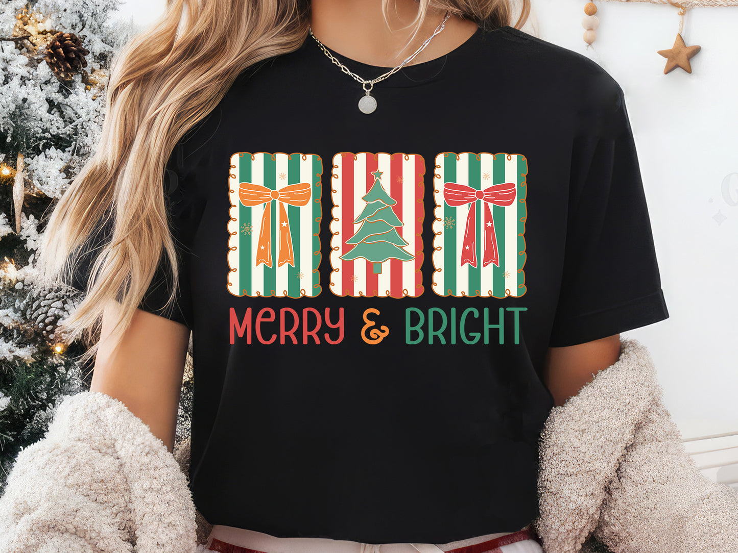 Merry & Bright, Coquette Christmas Sublimation PNG