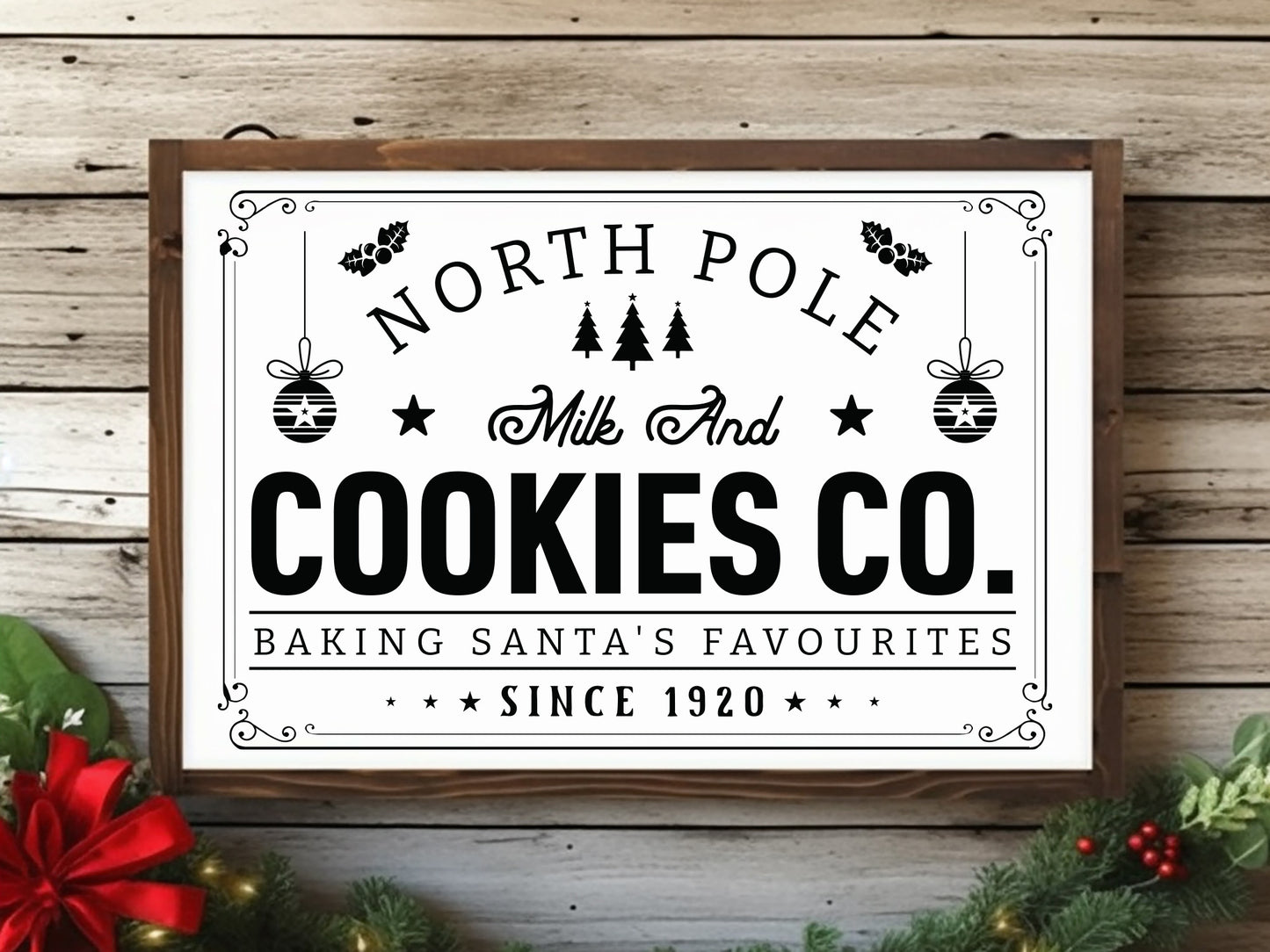 Milk and Cookies Co - Farmhouse Christmas Wood Sign SVG