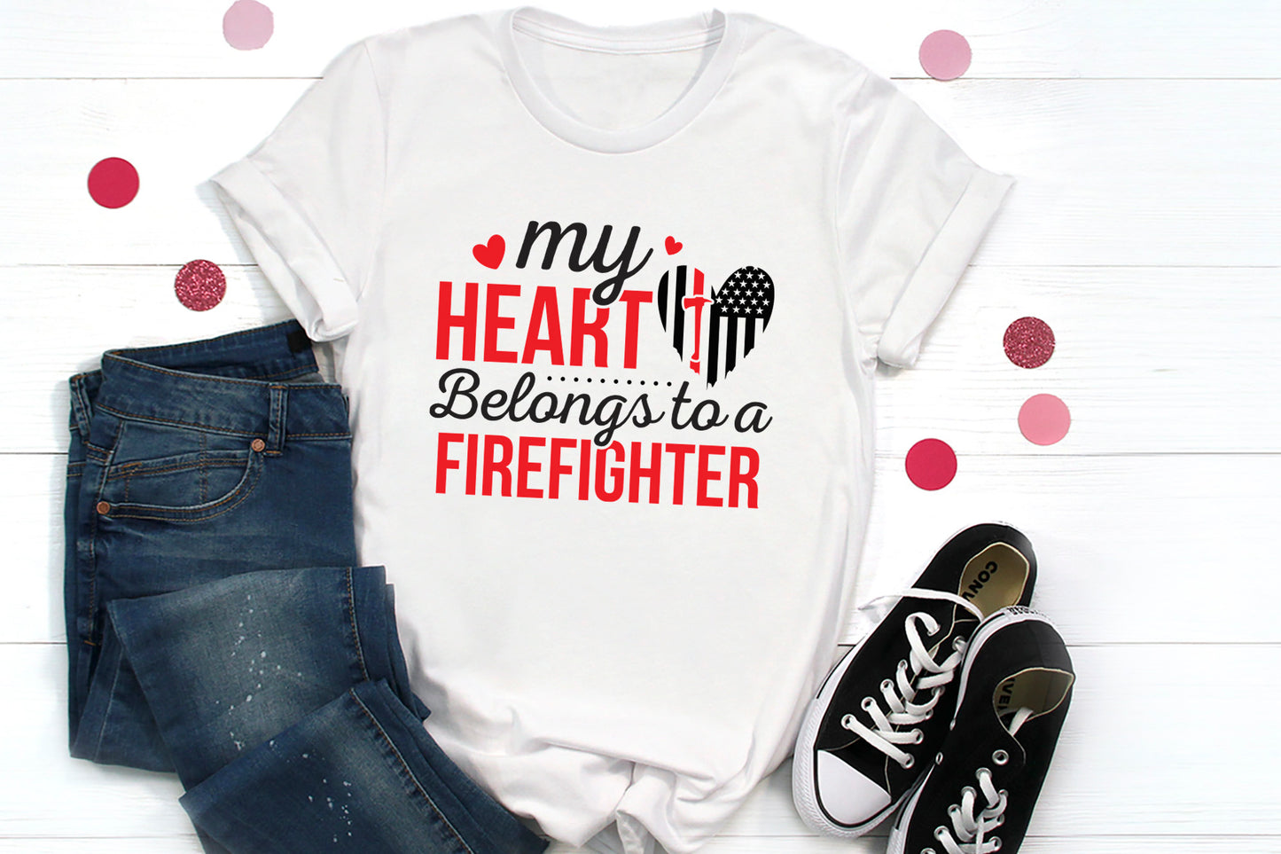 My Heart Belongs To A Firefighter SVG Vector
