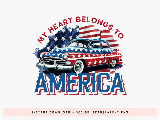 My Heart Belongs to America, 4th of July Sublimation PNG
