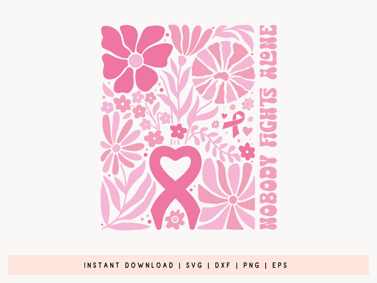 Nobody Fights Alone, Breast Cancer SVG Boho Floral