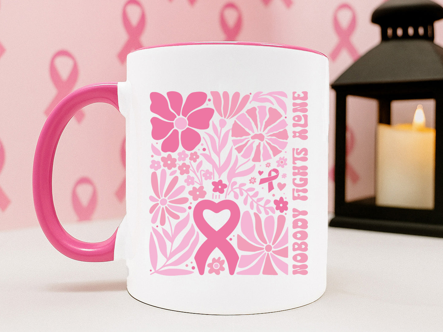 Nobody Fights Alone, Breast Cancer SVG Boho Floral