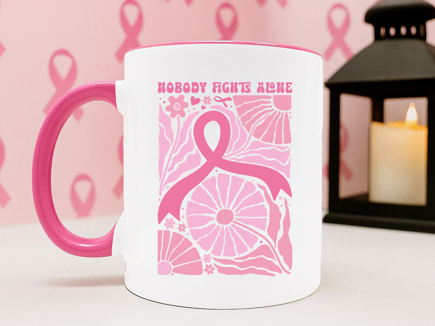 Nobody Fights Alone, Floral Breast Cancer SVG File