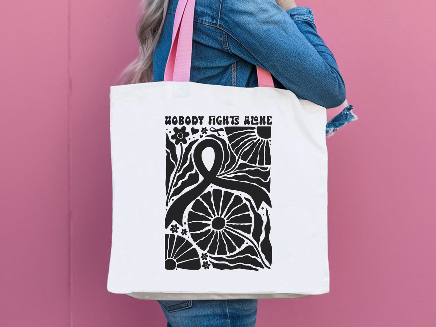 Nobody Fights Alone, Floral Breast Cancer SVG File