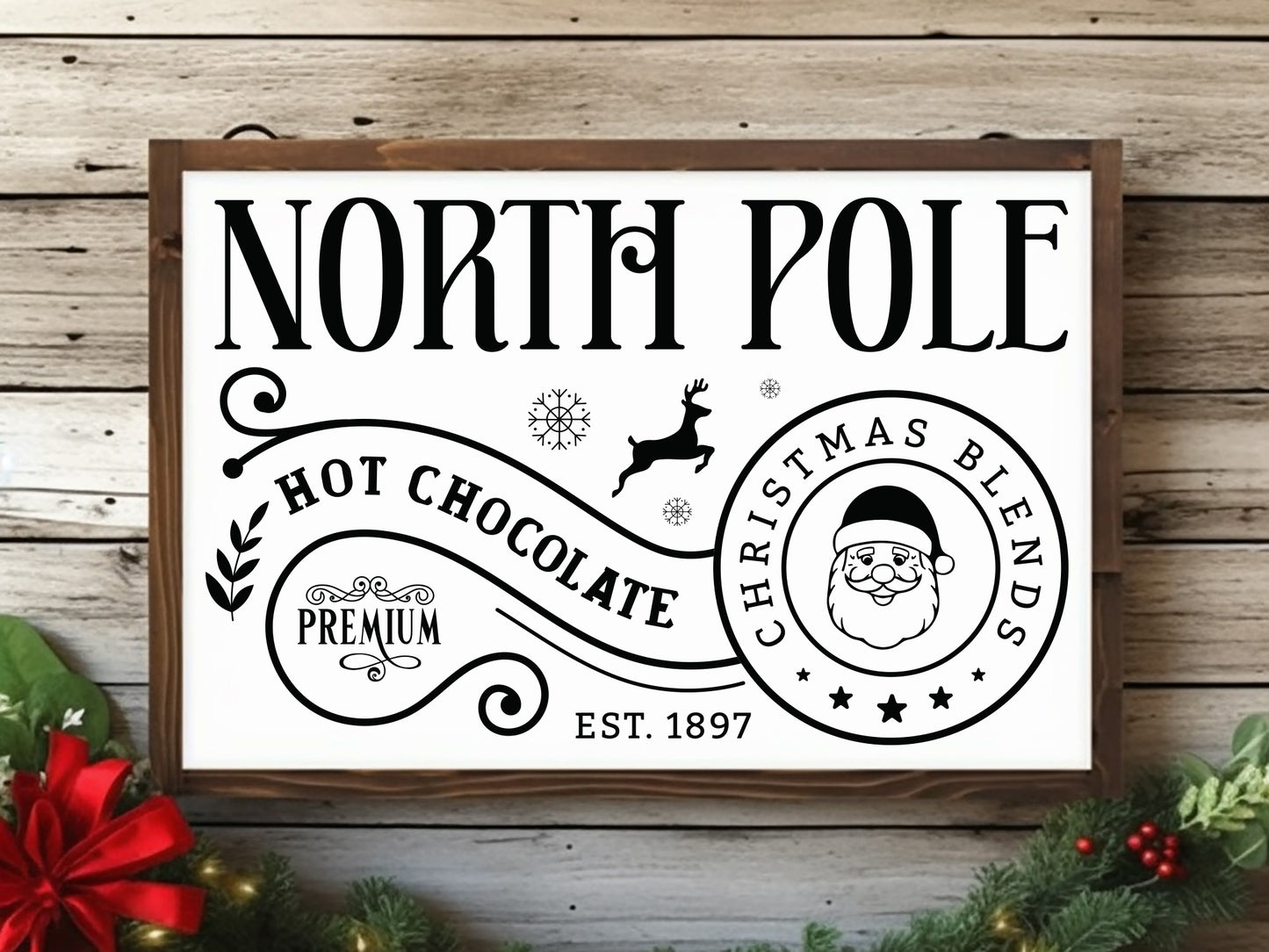 North Pole Hot Chocolate - Christmas Farmhouse Sign SVG