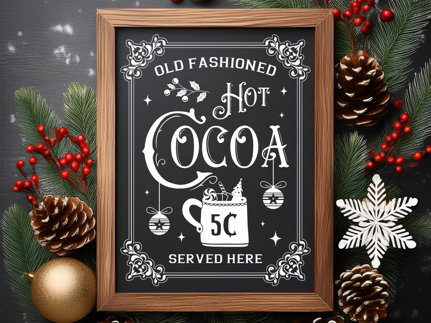 Old Fashioned Hot Cocoa Sign SVG File