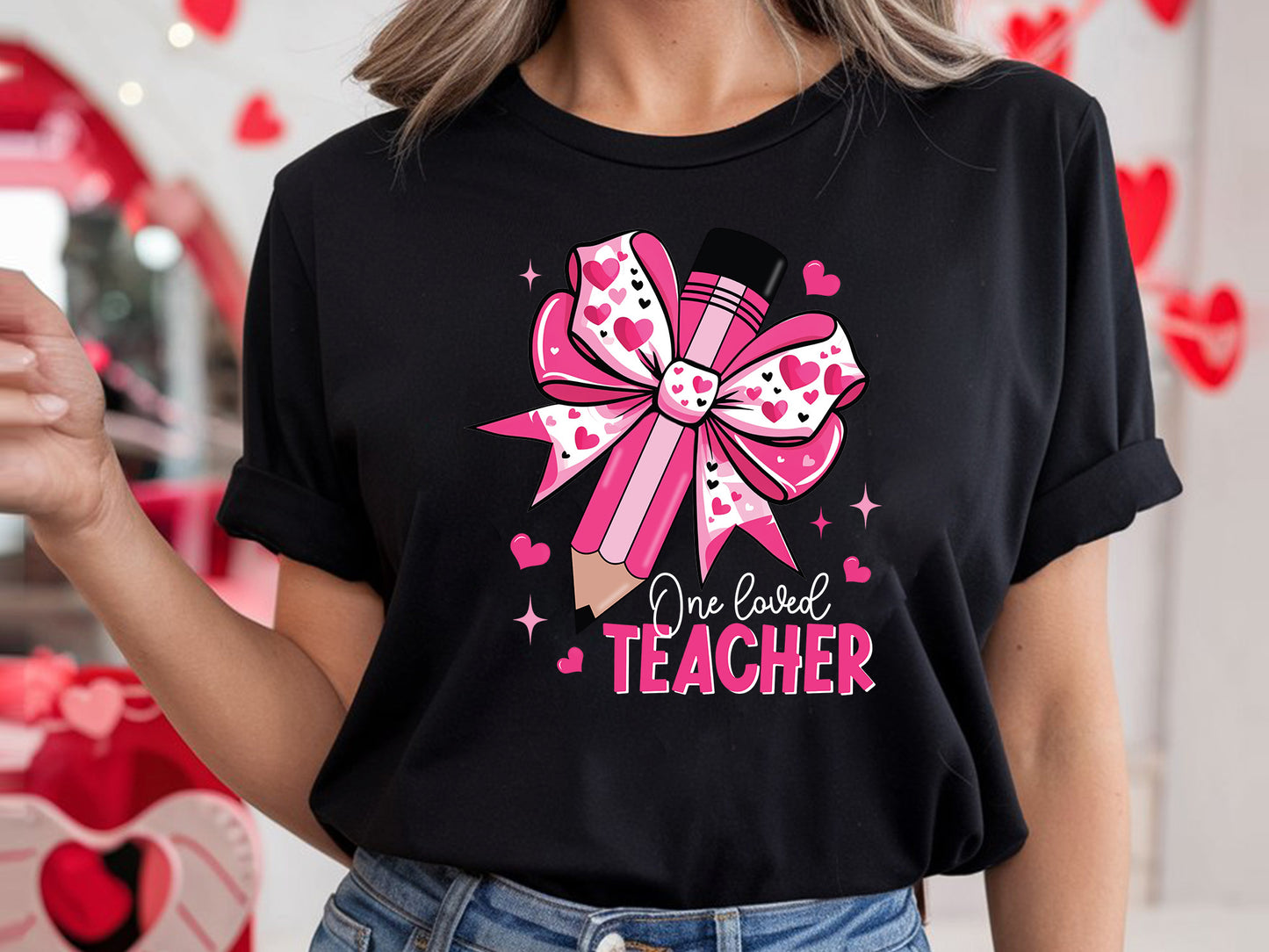 One Loved Teacher - Cute Coquette Valentine Sublimation