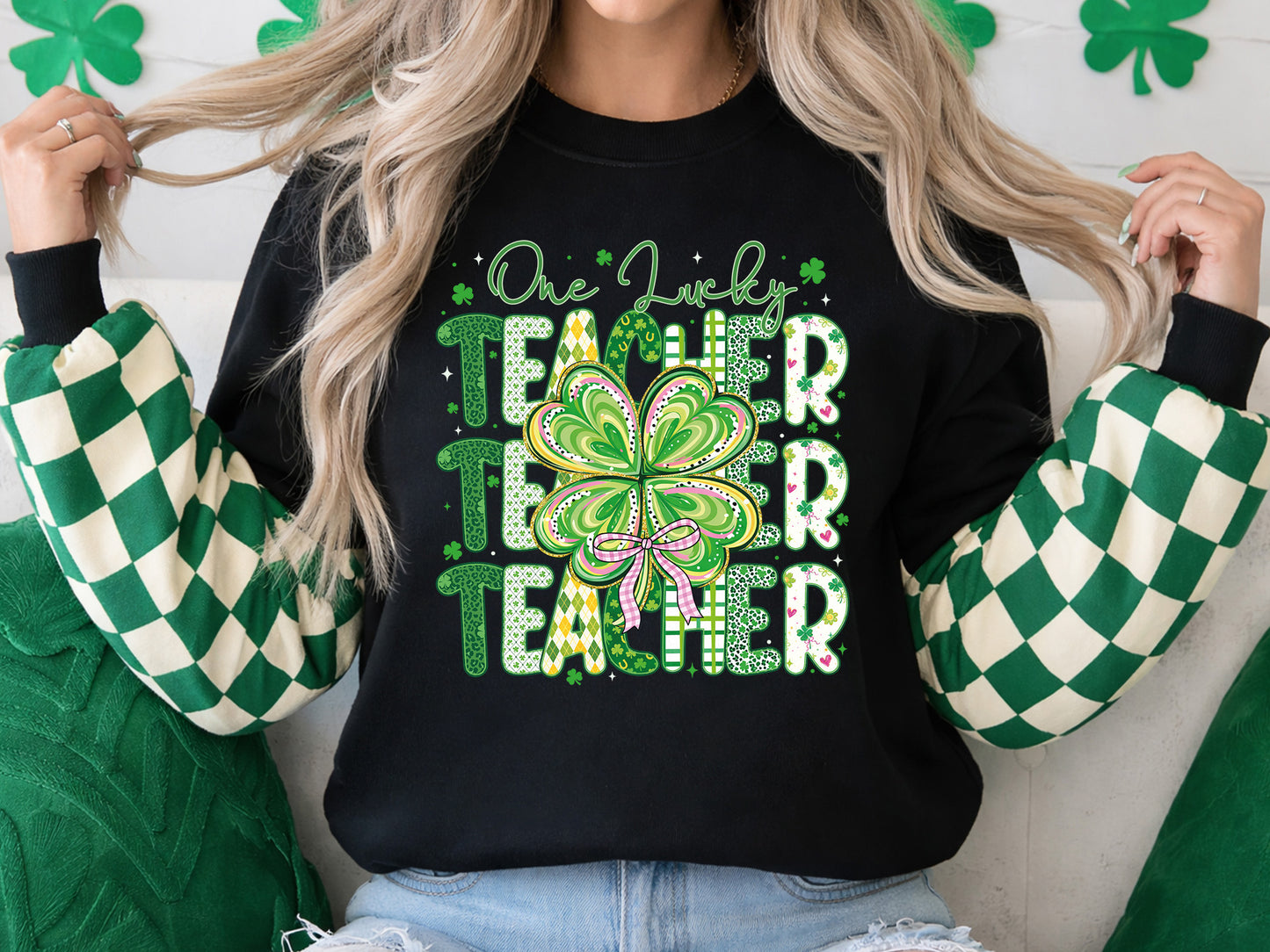 One Lucky Teacher, Preppy St Patrick's Day PNG