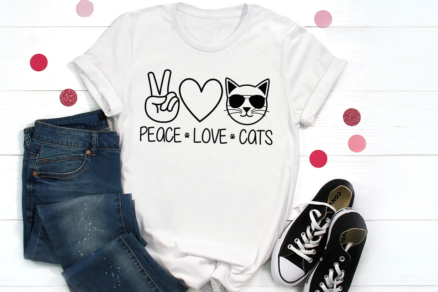 Peace Love Cats SVG Silhouette