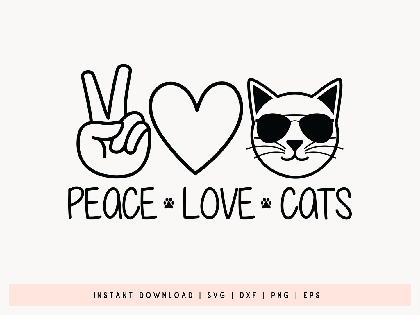 Peace Love Cats SVG Silhouette