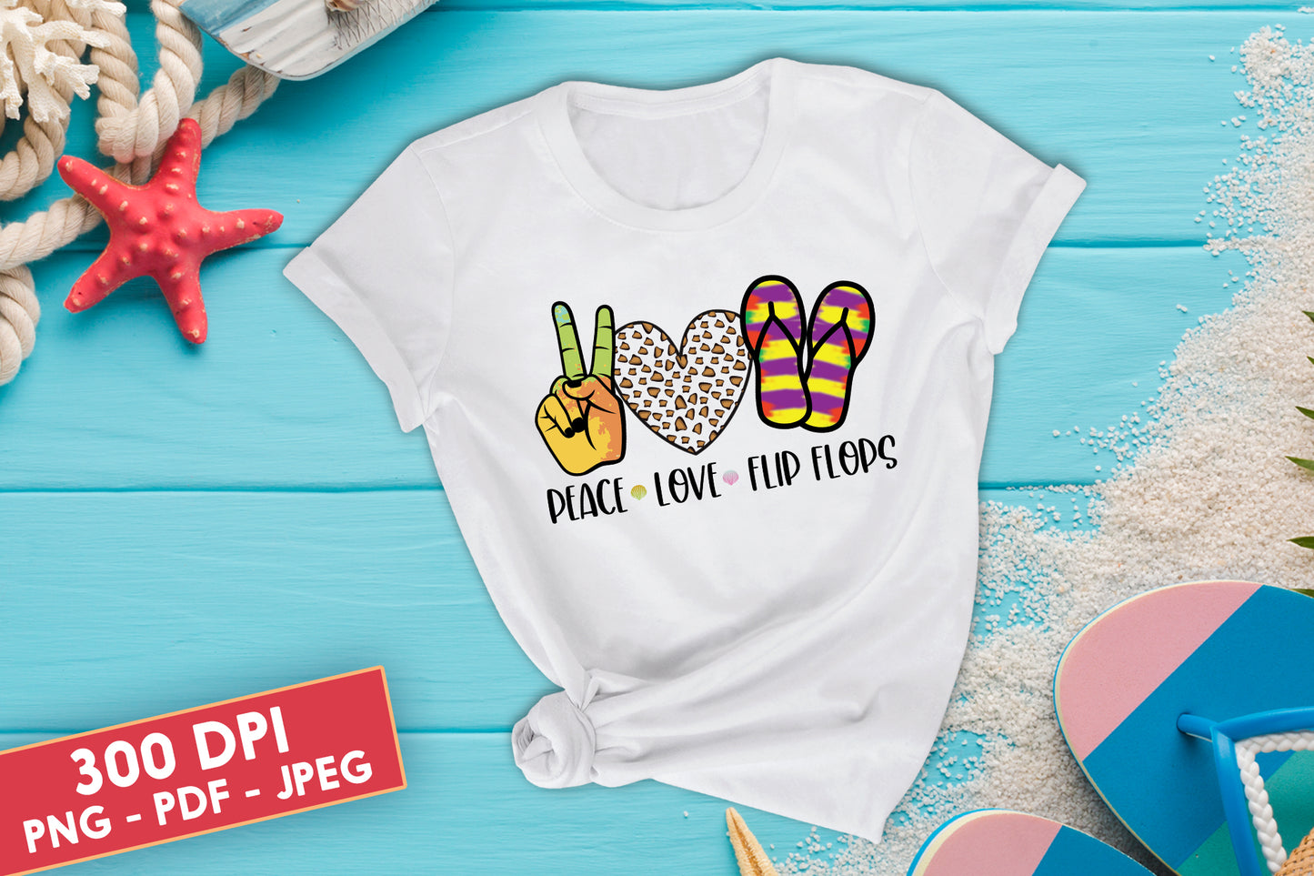 Peace Love Flip Flops, Funny Summer Sublimation