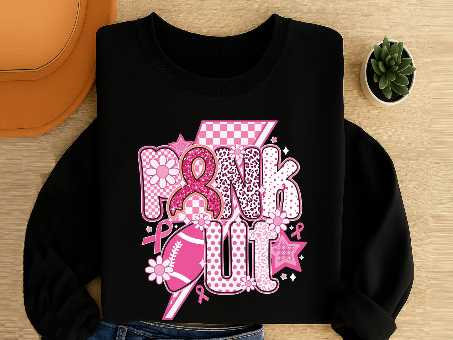 Pink Out, Preppy Breast Cancer Sublimation PNG
