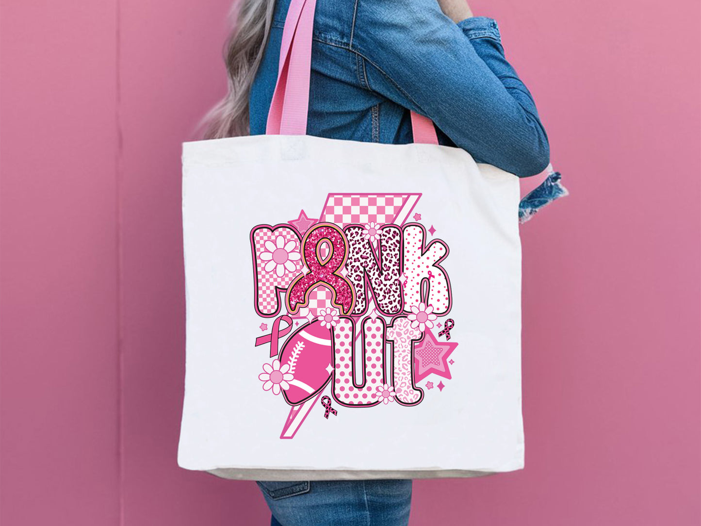 Pink Out, Preppy Breast Cancer Sublimation PNG