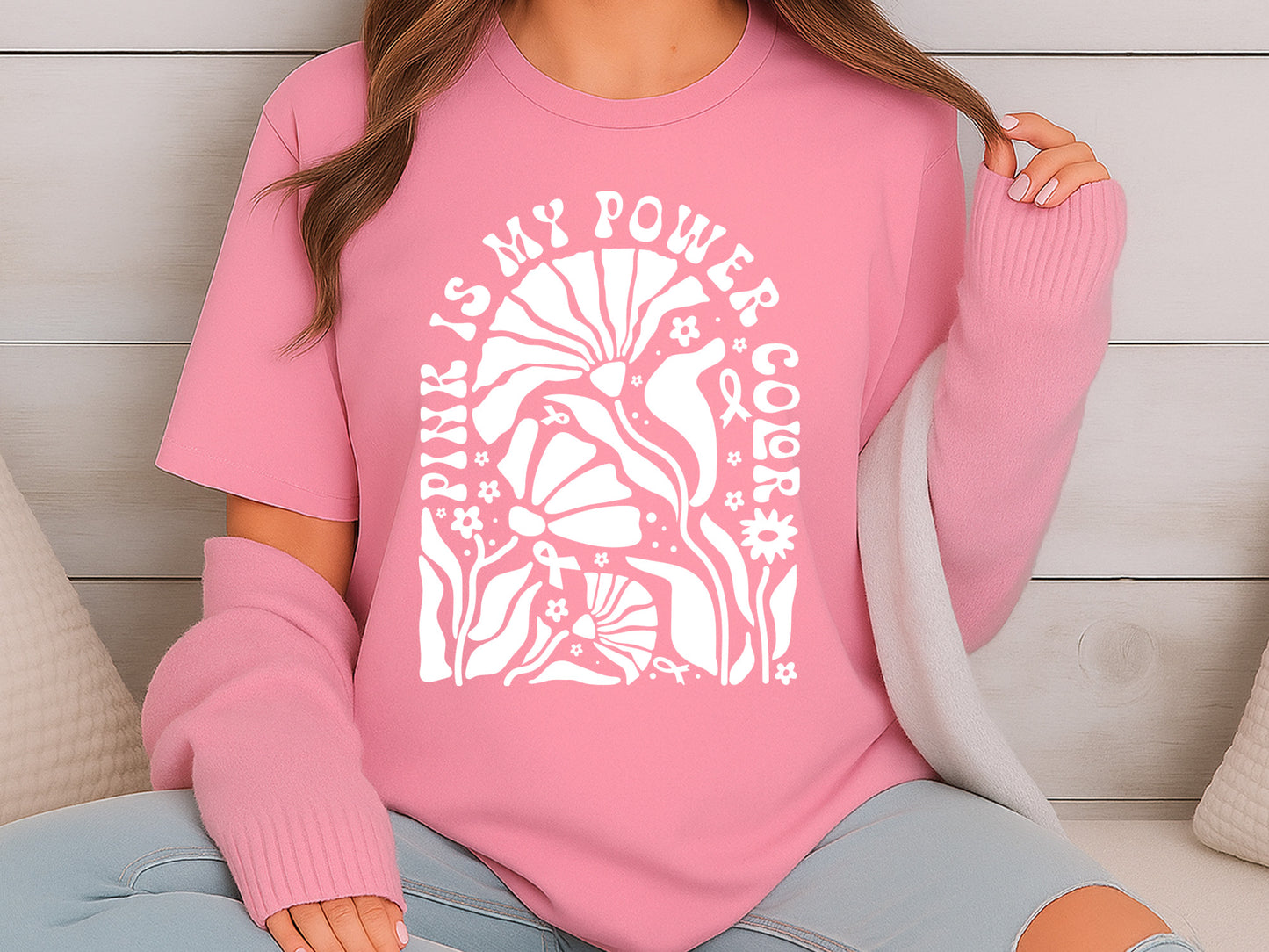 Pink is My Power Color, Boho Breast Cancer SVG