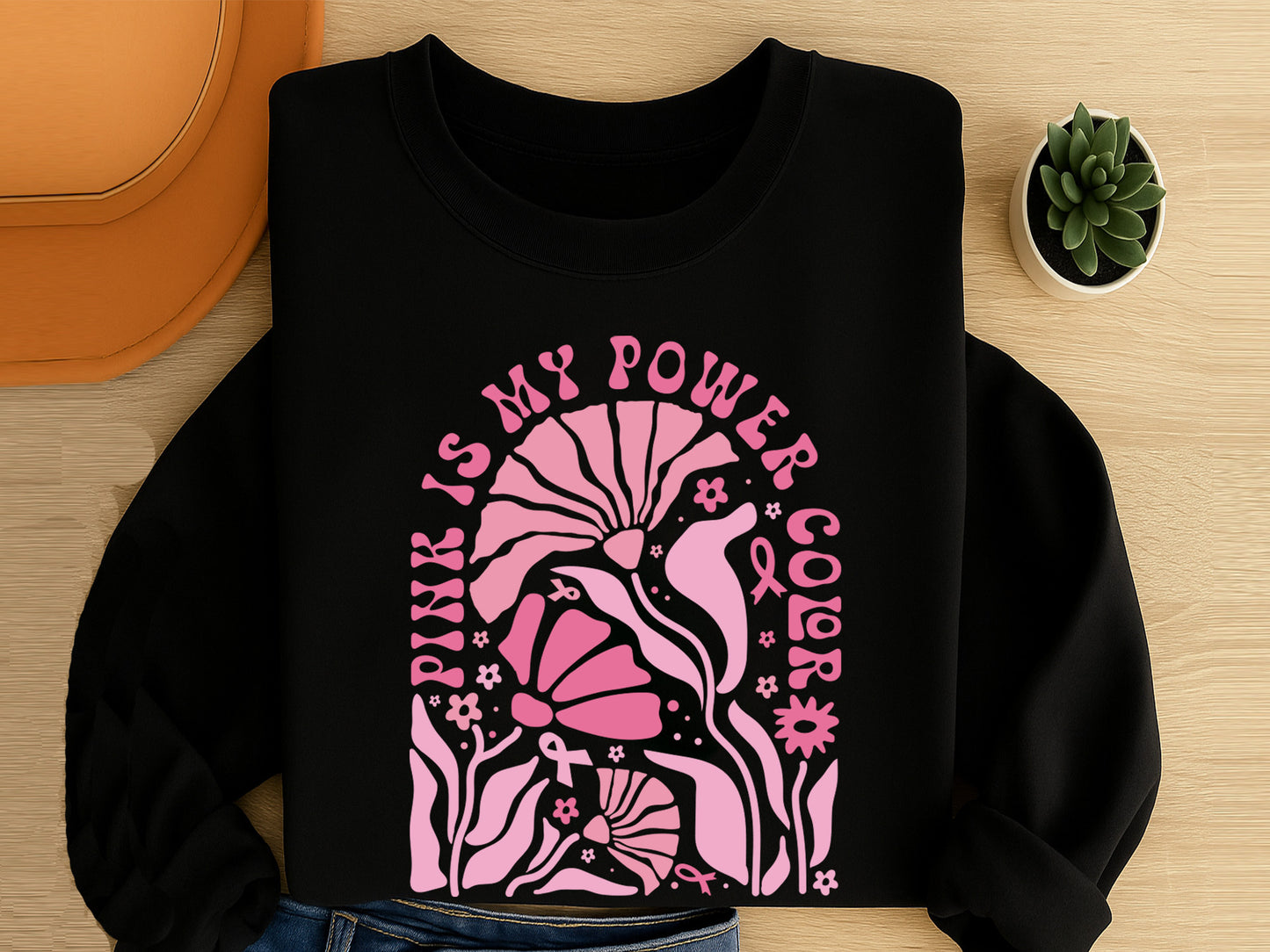 Pink is My Power Color, Boho Breast Cancer SVG