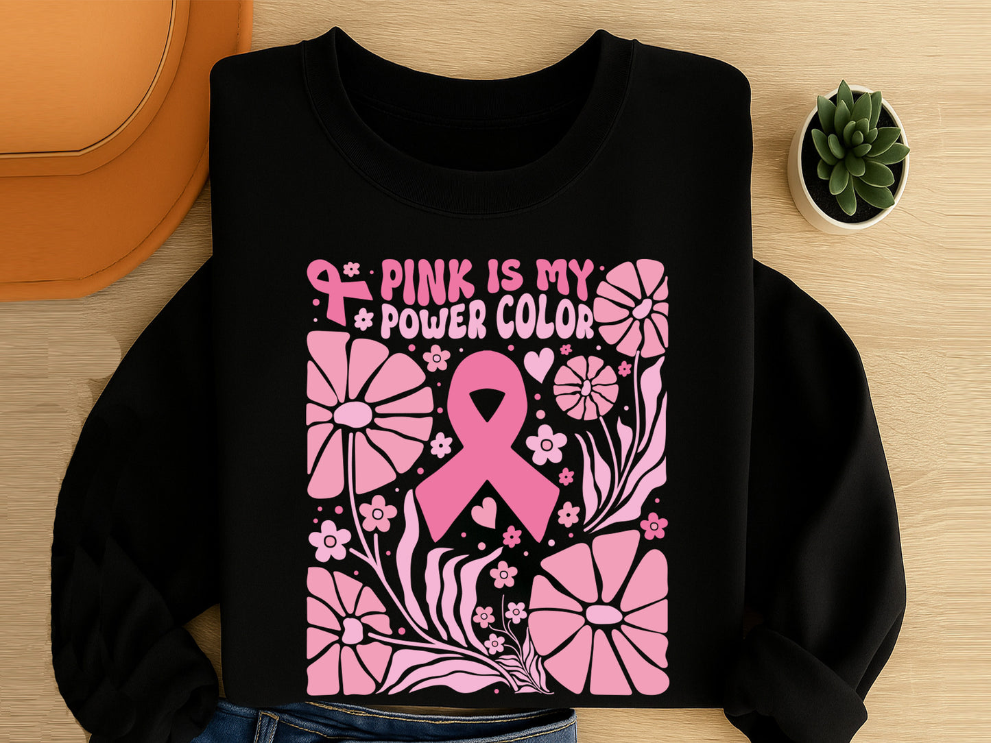 Pink is My Power Color, Breast Cancer Boho Flower SVG