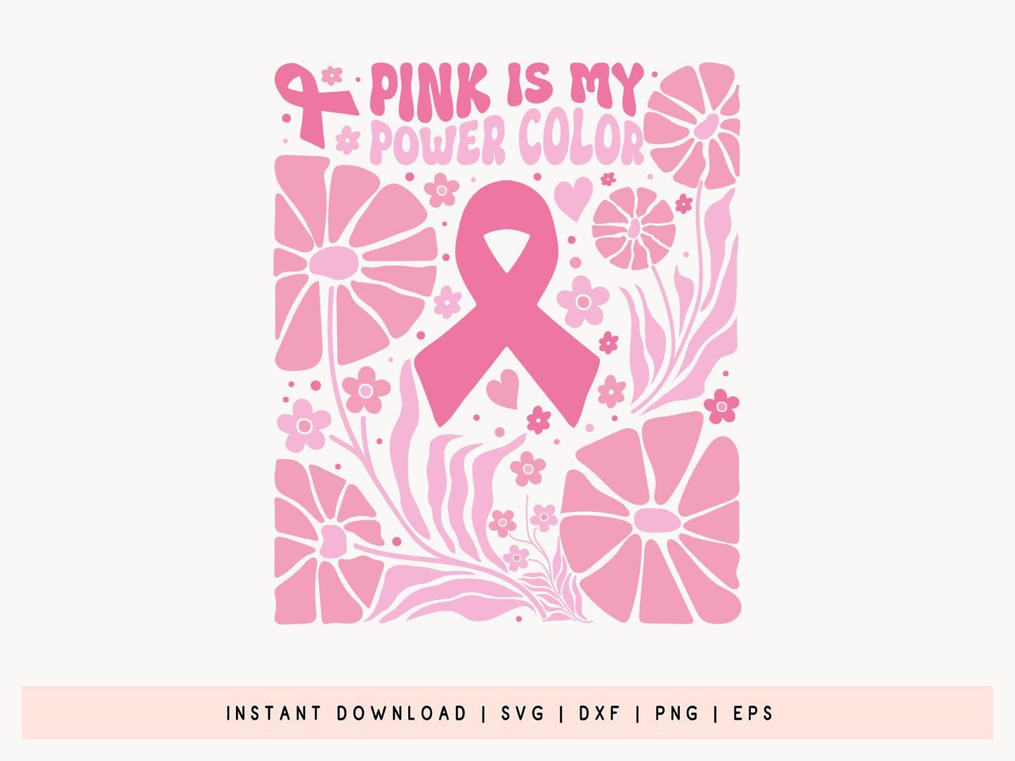 Pink is My Power Color, Breast Cancer Boho Flower SVG
