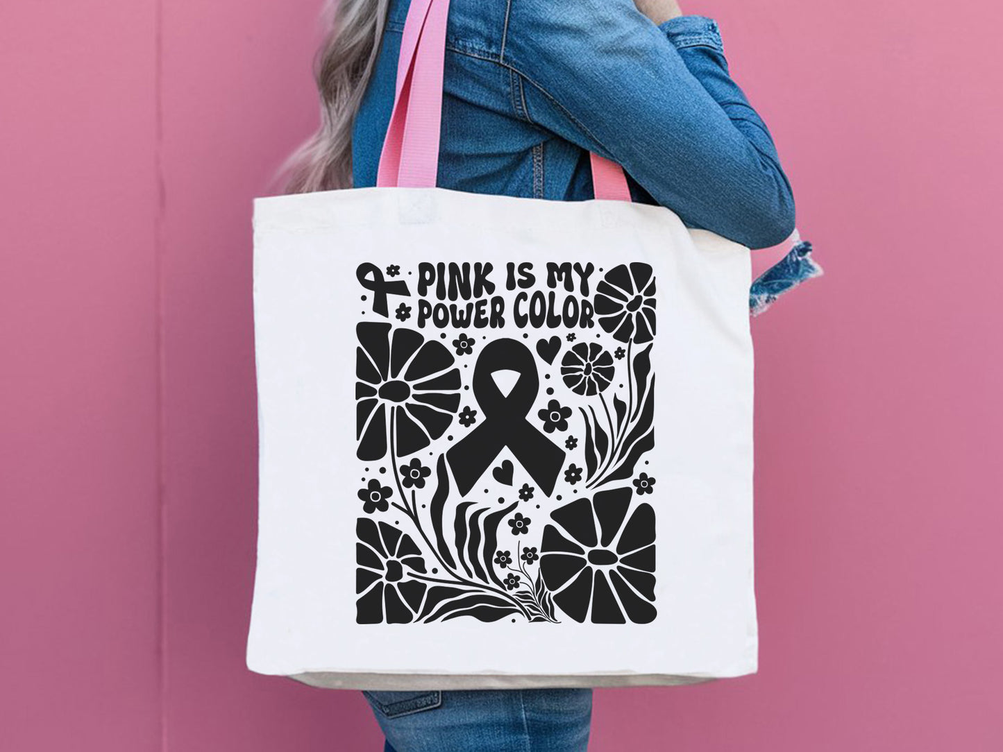 Pink is My Power Color, Breast Cancer Boho Flower SVG