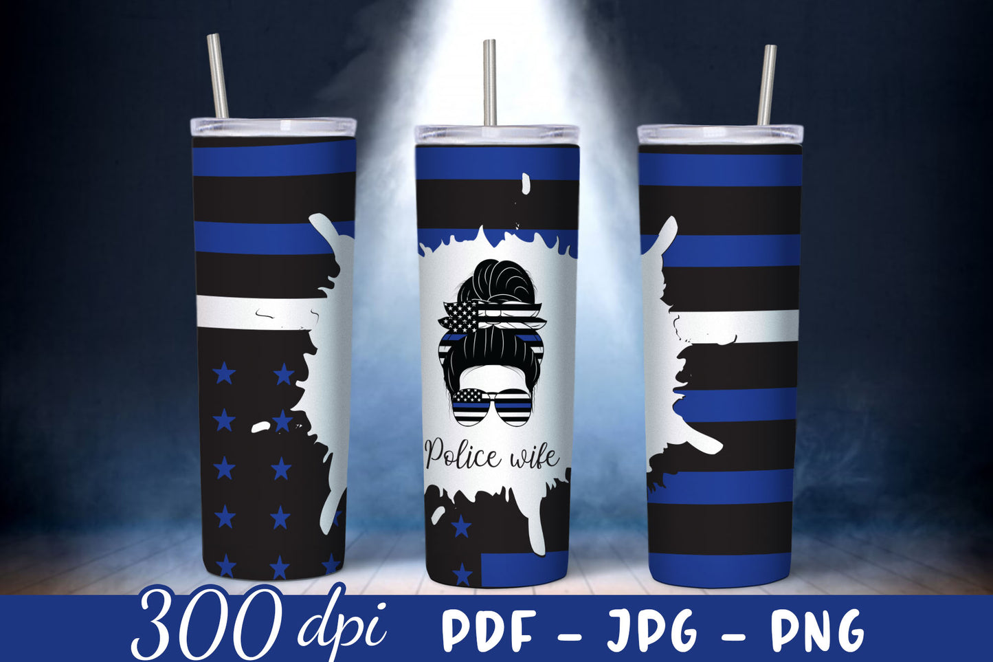Police 20oz Skinny Sublimation Tumbler
