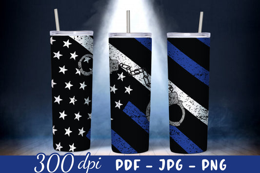 Police Life Tumbler Sublimation Wrap PNG