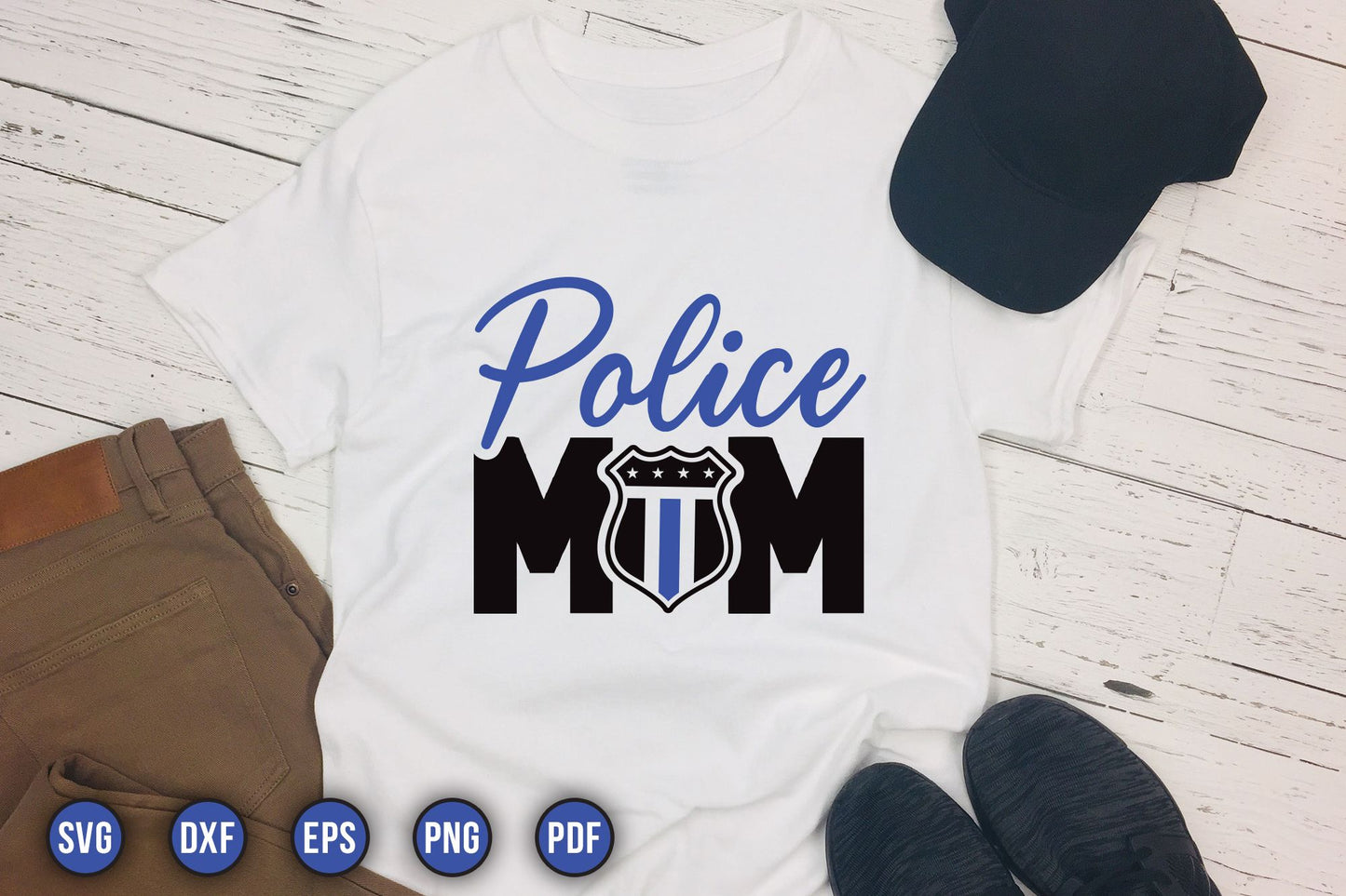 Police Mom SVG, DXF, EPS, PDF, PNG