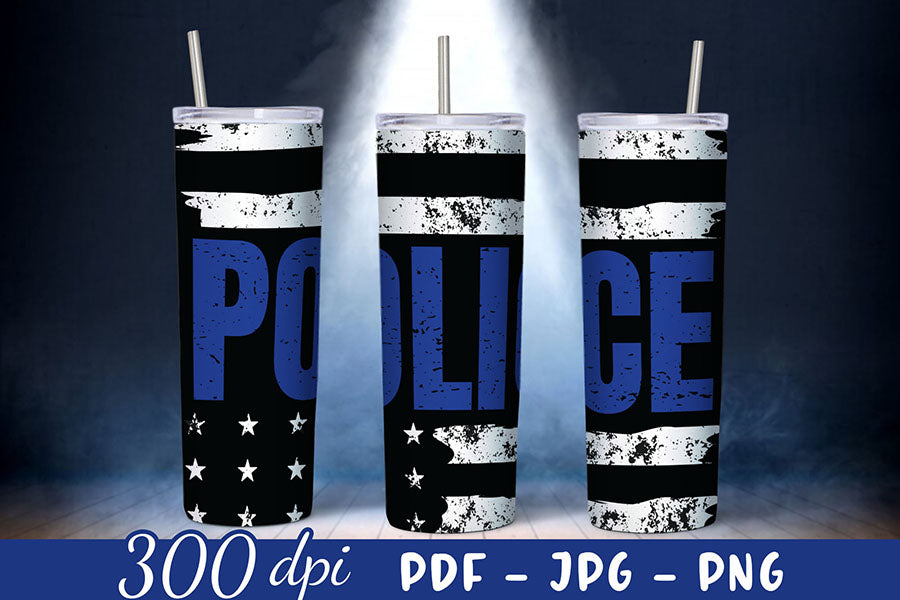 Police Skinny Tumbler Wrap 20oz Sublimation