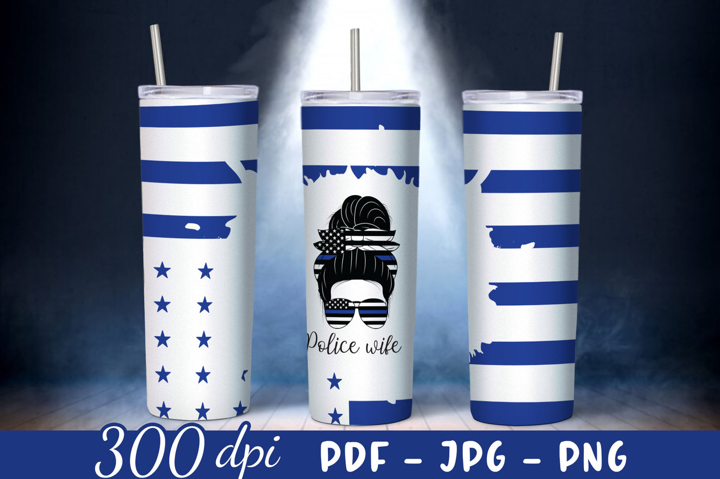 Police Wife Skinny Tumbler PNG Design