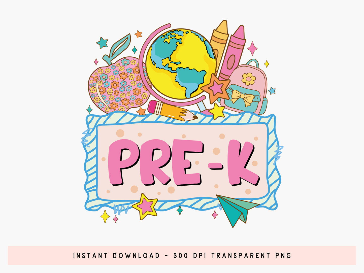 Pre-k, Back To School Preppy Sublimation PNG