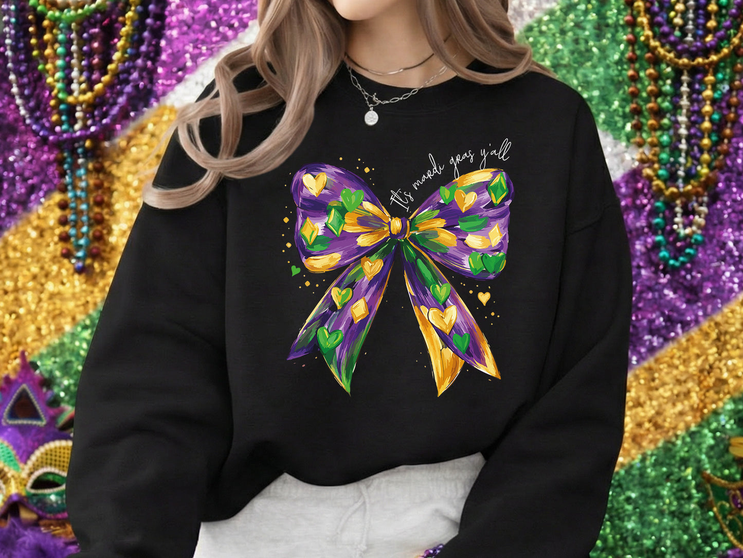 Preppy Coquette Mardi Gras Y'all Sublimation