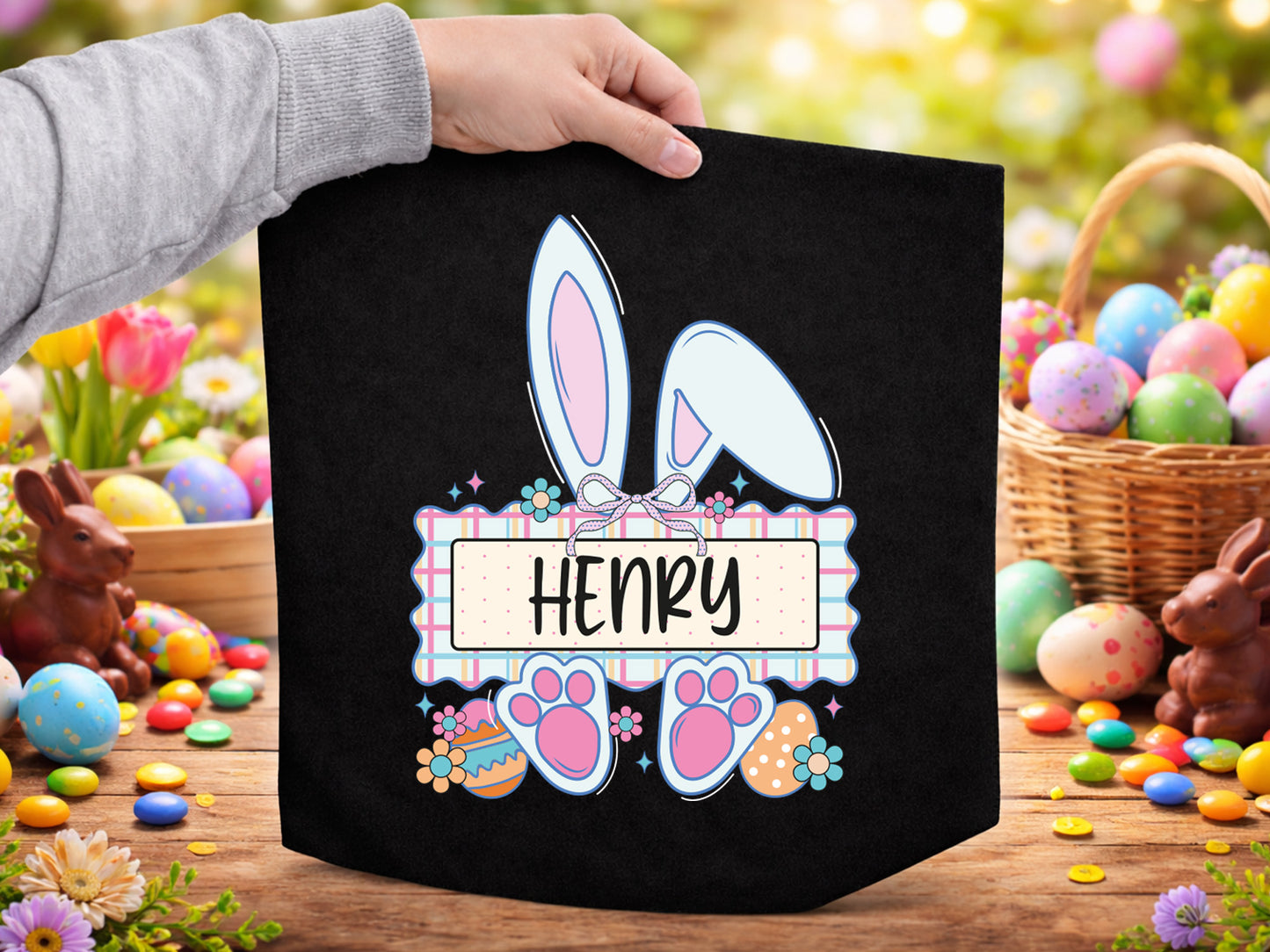 Preppy Easter Bunny Monogram Sublimation PNG