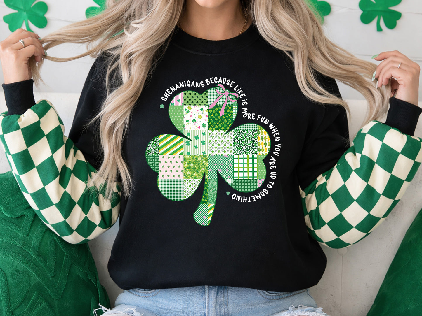 Preppy St Patrick's Day Clover Sublimation PNG