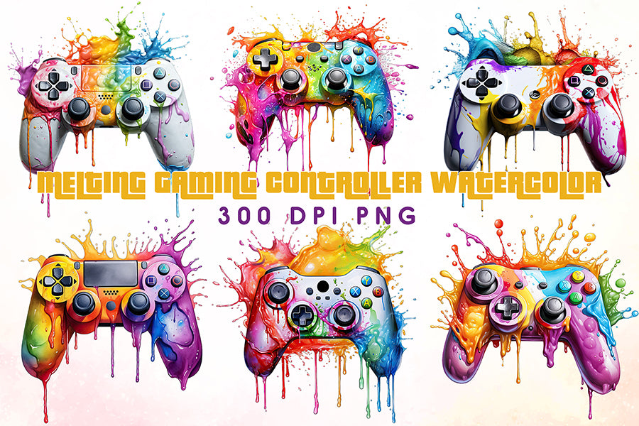 Melting Gaming Controller Watercolor Sublimation