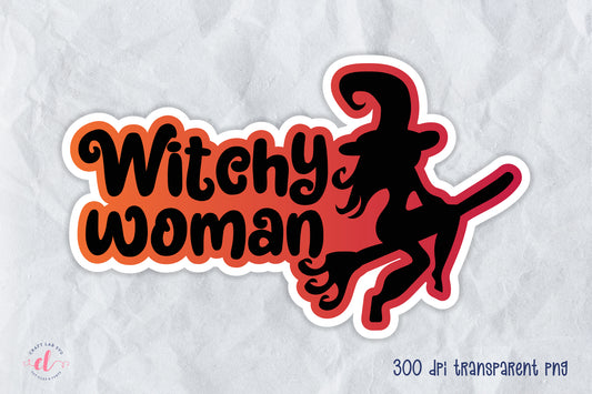 Witchy Woman, Printable Halloween Sticker