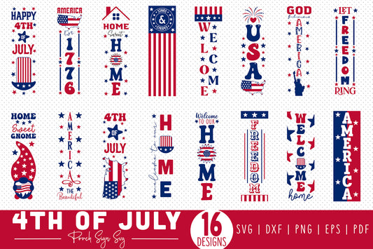 4th of July Porch Sign SVG Bundle