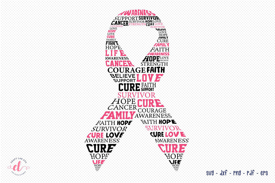 Breast Cancer Ribbon Typography SVG Design